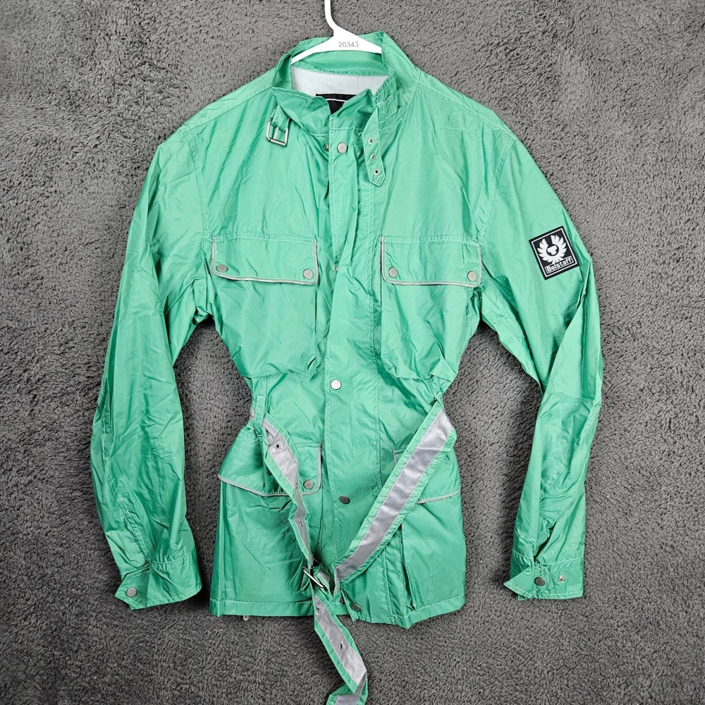 Belstaff Green Nylon Field‎ Jacket Large Belted Moto Utility Reflective Trim